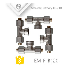 EM-F-B120 Nickel plated AL-PEX-AL brass pipe tee